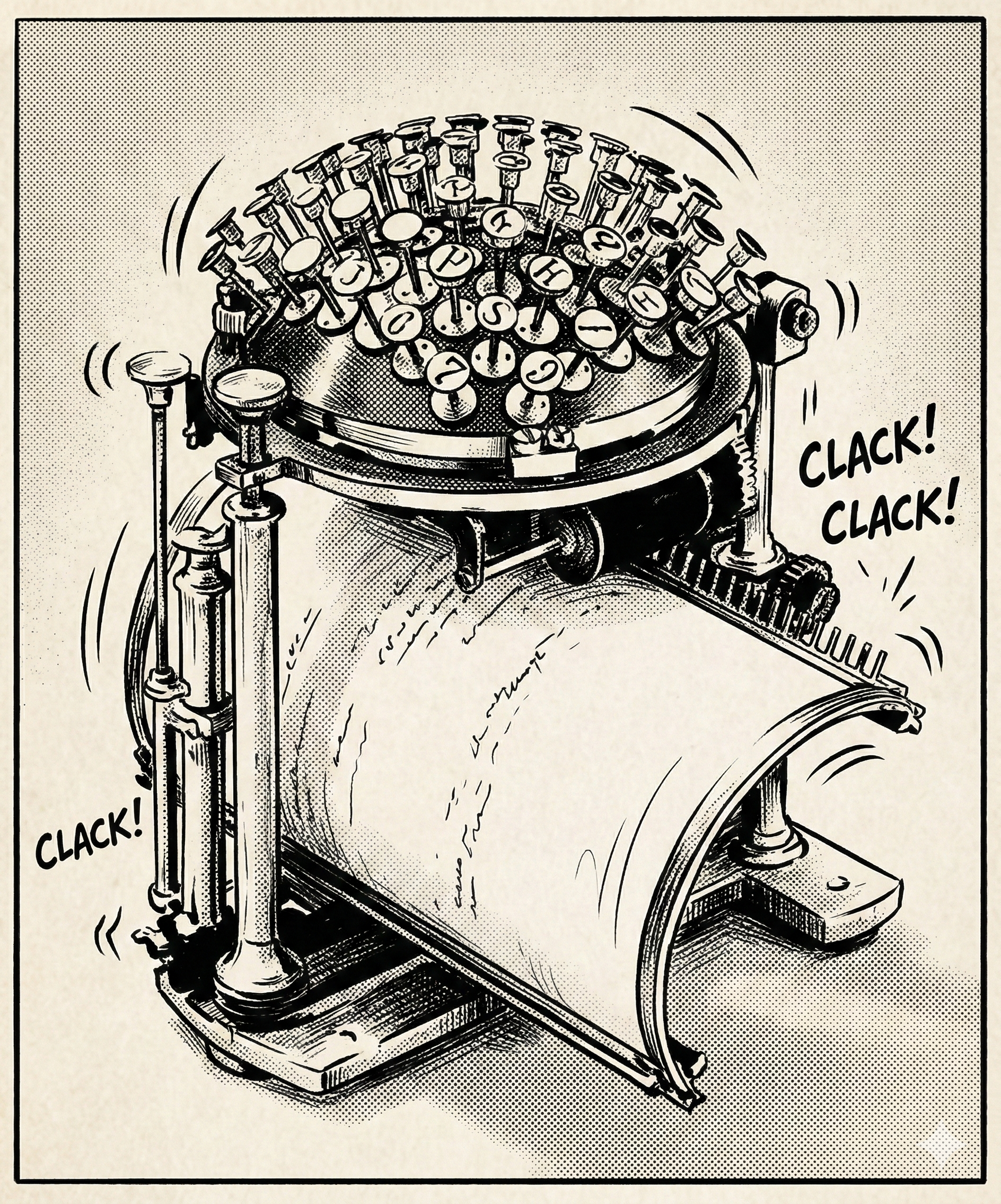Schreibkugel, an early typewriter, invented in 1865 by Rasmus Malling-Hansen