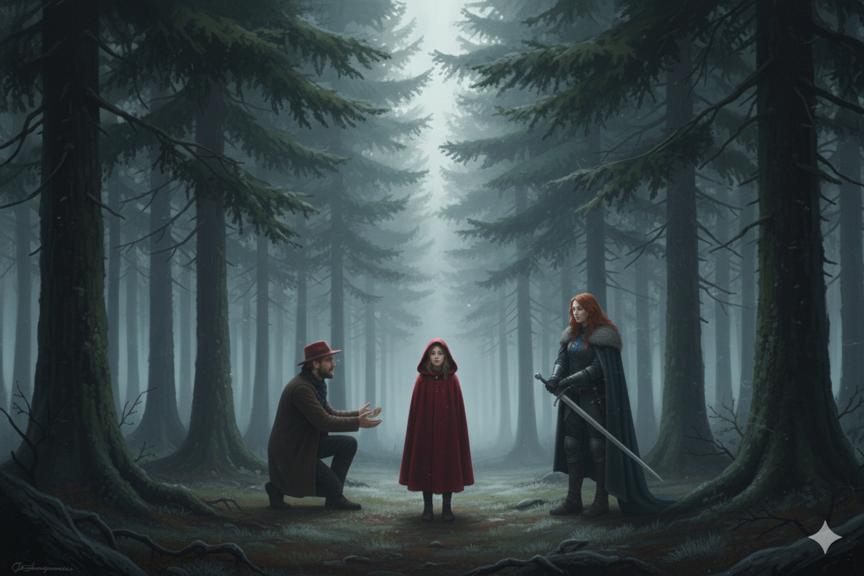 They meet a lost child in the woods