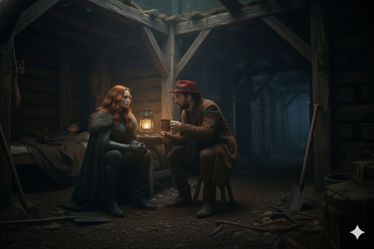 They spend the night in the old mine